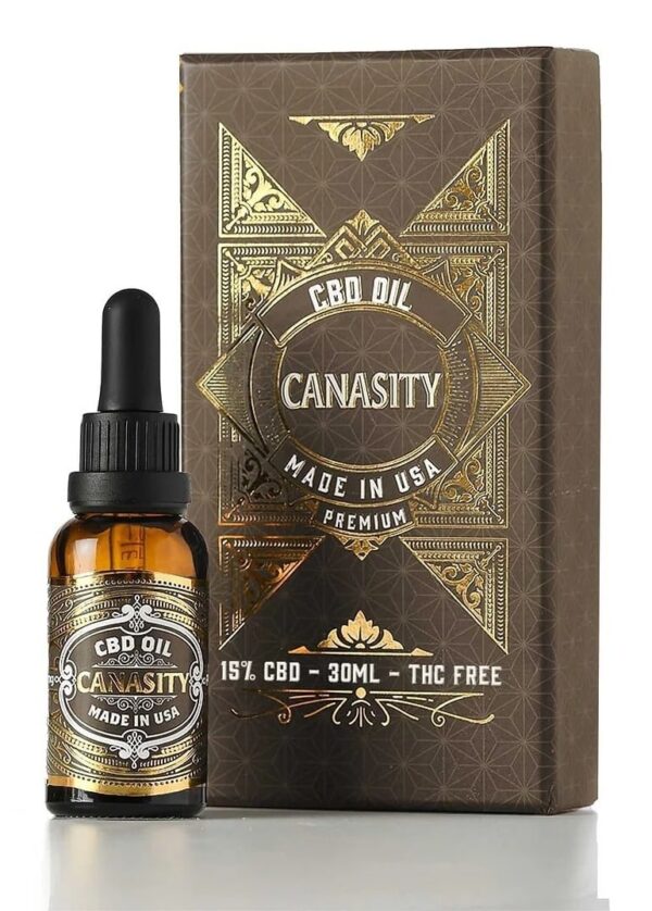 Olio di CBD 15% Canasity ad ampio spettro — flacone da 30 ml e confezione